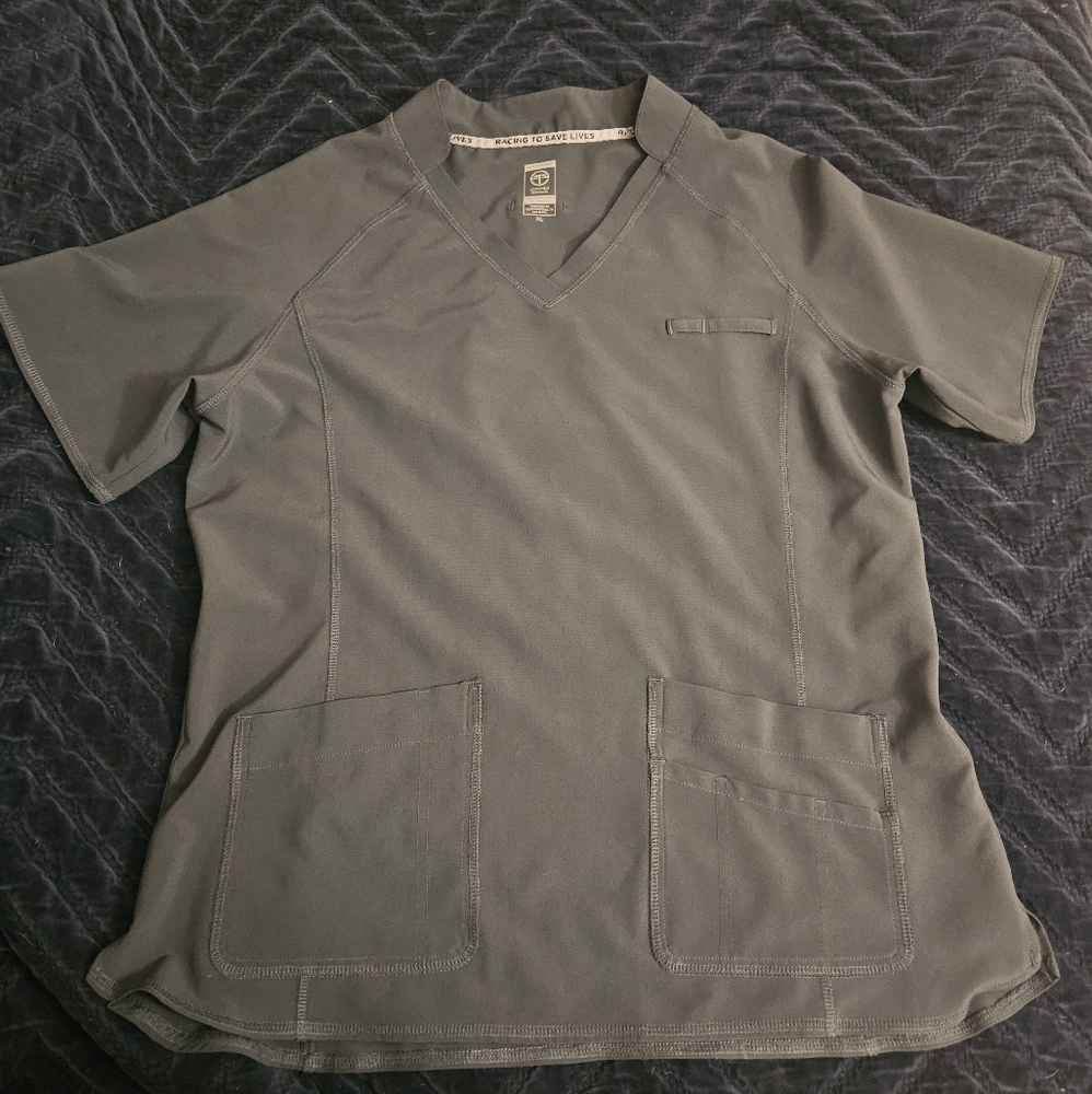 Essential Threads Charcoal Gray V-Neck Scrub Top And Pants Set Size XL